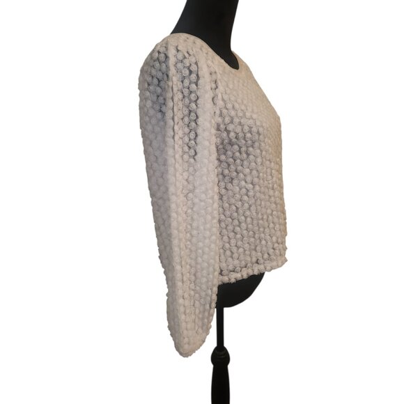 INC White Bubble Detail Balloon Sleeve Blouse Size M - Picture 6 of 6